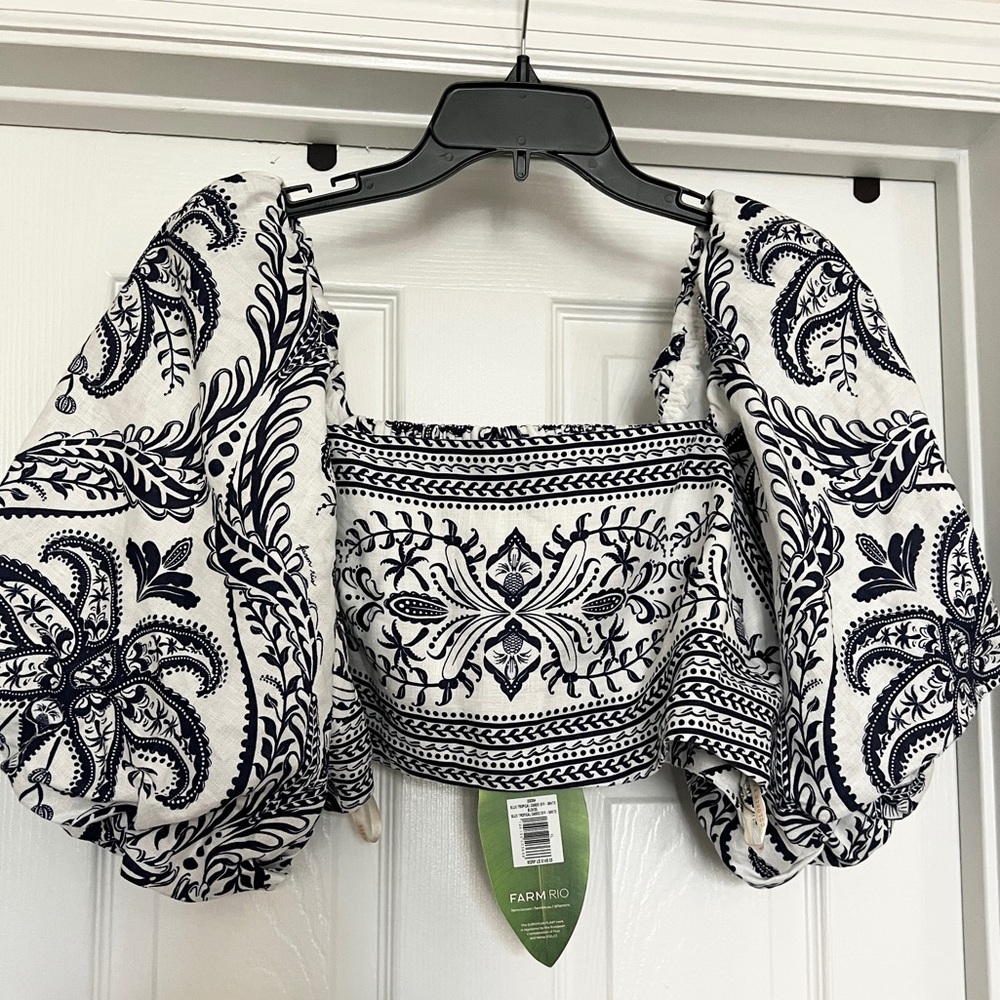 NEW Farm Rio Tropical Linen Blouse - XL